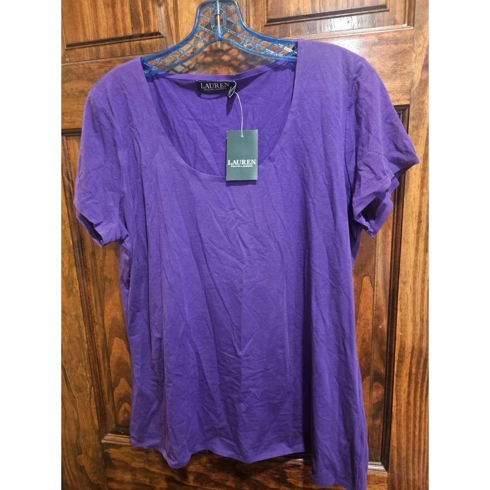 Lauren Ralph Lauren Womens Vibrant Purple Scoop Neck T Shirt Blouse XL NWT